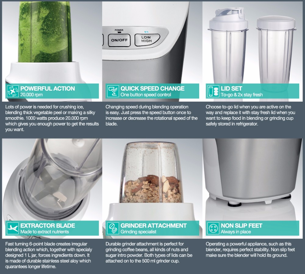 Blender professionnel 1000W po - Juicer avis et prix